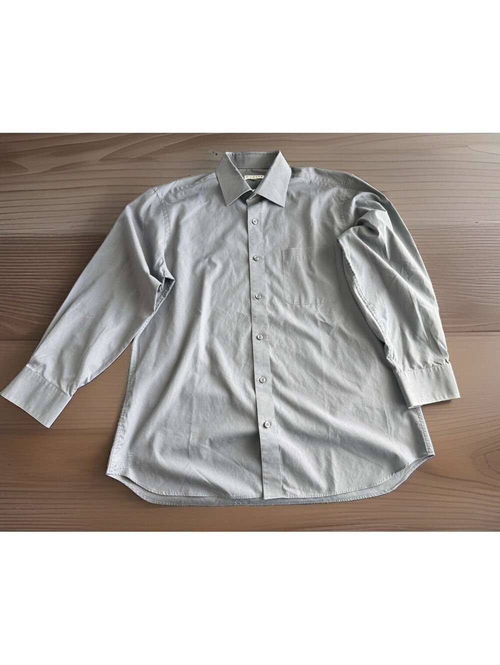 Modena Gray Dress Shirt Sz Large 16.5x32/33 Button Down Classic Cotton Blend
